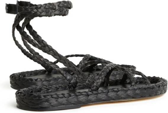 Alanui A Love Letter To India woven leather sandals Black