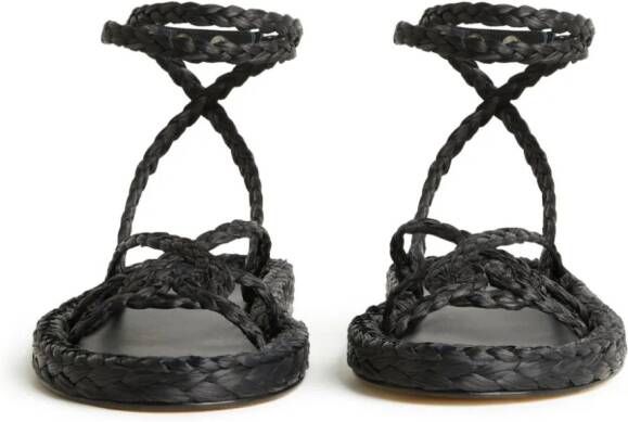 Alanui A Love Letter To India woven leather sandals Black