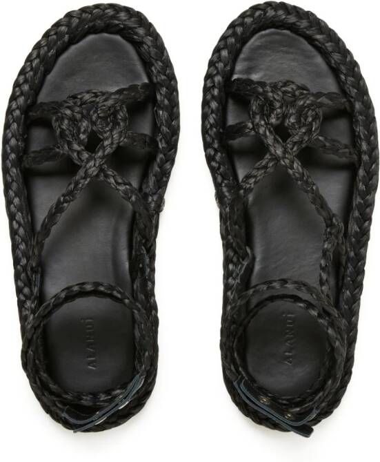 Alanui A Love Letter To India woven leather sandals Black