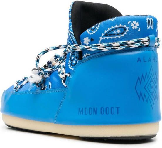 Alanui x Moon Boot bandana-print boots Blue