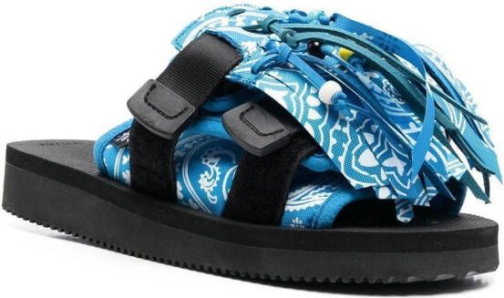 Alanui X Suicoke x Suicoke paisley-print fringed sandals Blue