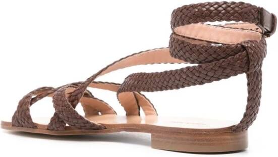 Alberta Ferretti braided leather sandals Brown