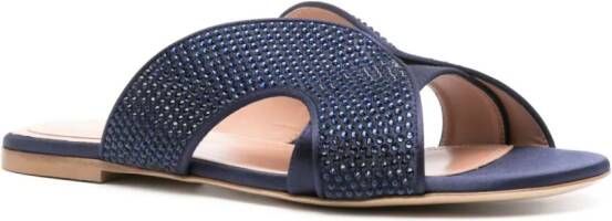 Alberta Ferretti crystal-embellished satin sandals Blue