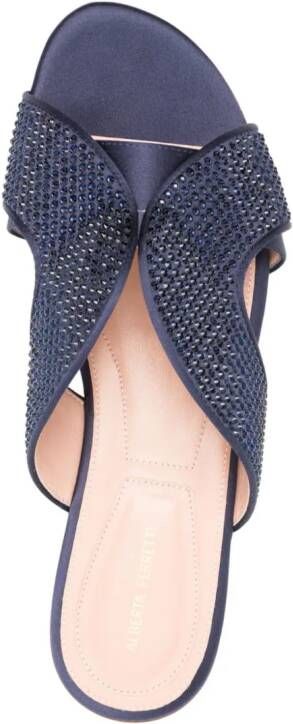 Alberta Ferretti crystal-embellished satin sandals Blue