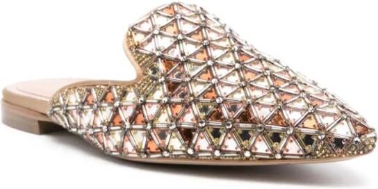 Alberta Ferretti geometric-design mirrored-finish slippers Neutrals