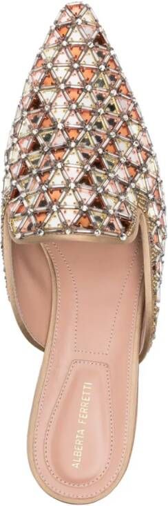 Alberta Ferretti geometric-design mirrored-finish slippers Neutrals