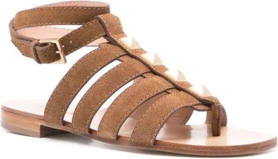 Alberta Ferretti stud-detail suede sandals Brown