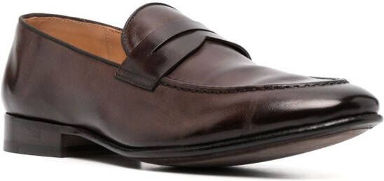 Alberto Fasciani penny-slot leather loafers Brown