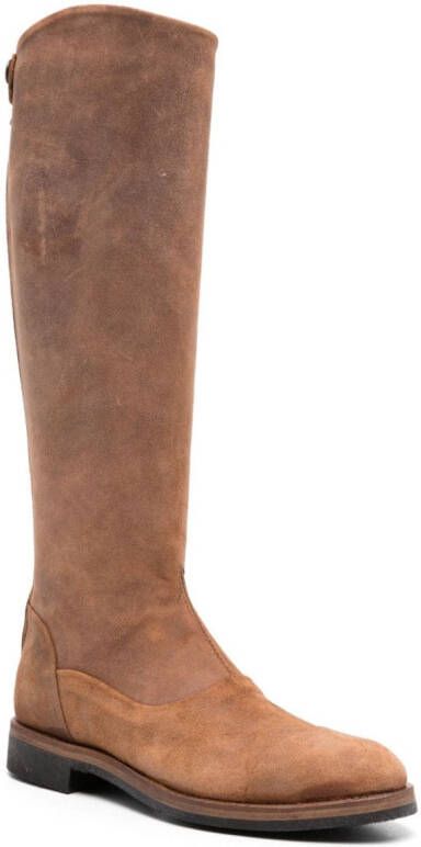 Alberto Fasciani zipped leather knee-length boots Brown