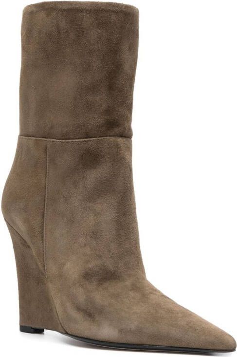 Alevì 115mm suede wedge boots Green