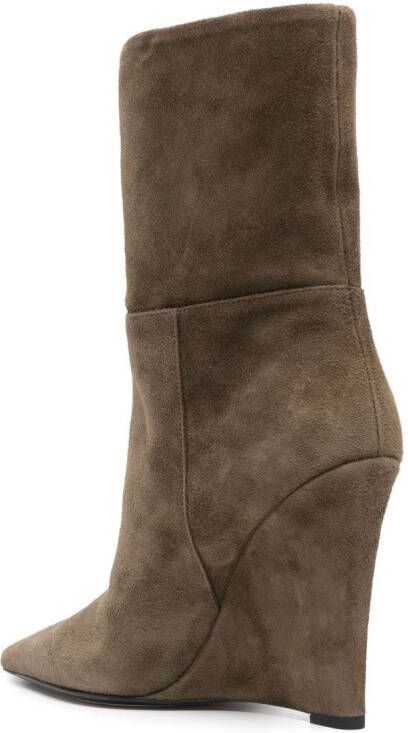 Alevì 115mm suede wedge boots Green