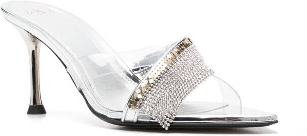 Alevì 85mm metallic-finish leather mules Silver