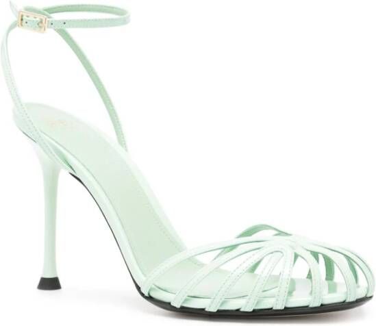 Alevì Ally 95mm patent-leather sandals Green