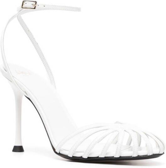 Alevì caged stiletto-heel leather sandals White