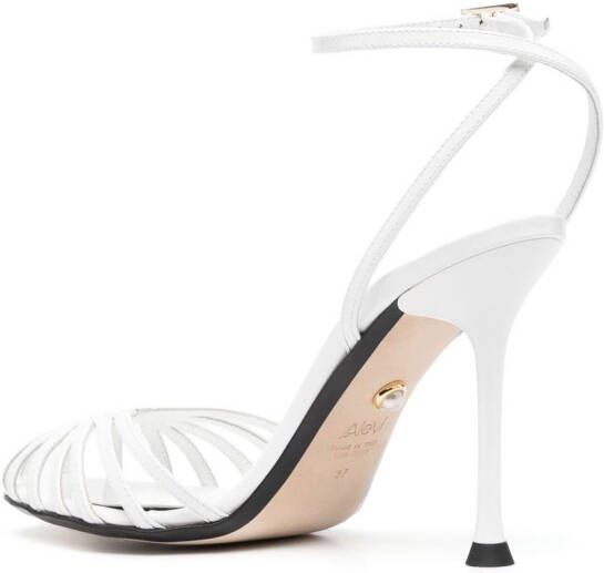 Alevì caged stiletto-heel leather sandals White
