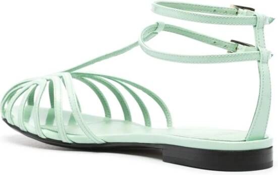 Alevì Elena leather flat sandals Green