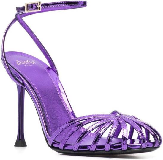 Alevì leather buckled sandals. Purple