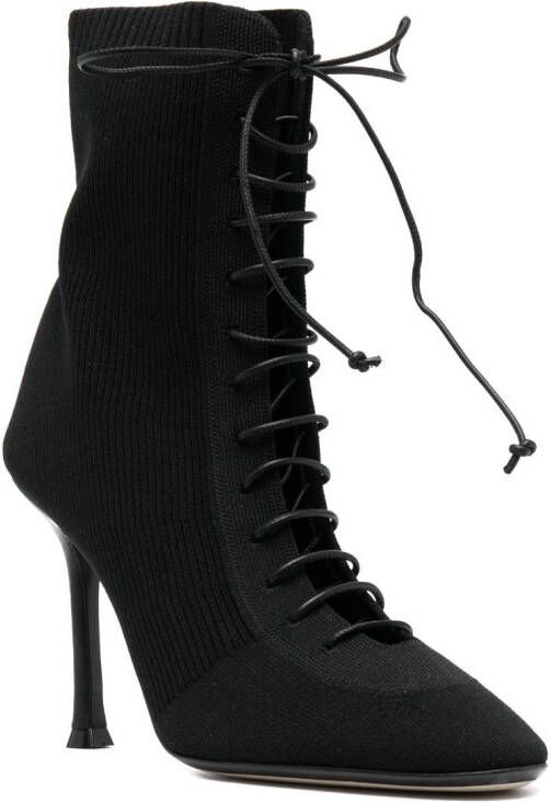 Alevì Love ribbed-knit ankle boots Black