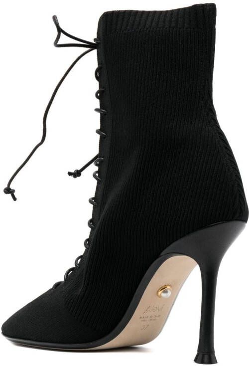 Alevì Love ribbed-knit ankle boots Black
