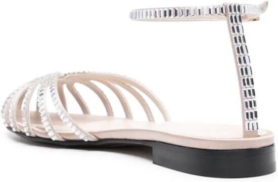 Alevì Rebecca crystal-embellished caged sandals Neutrals