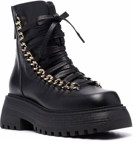 Alevì square-toe lace-up boots Black