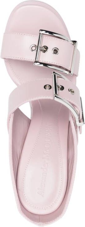Alexander McQueen 120mm leather platform mules Pink