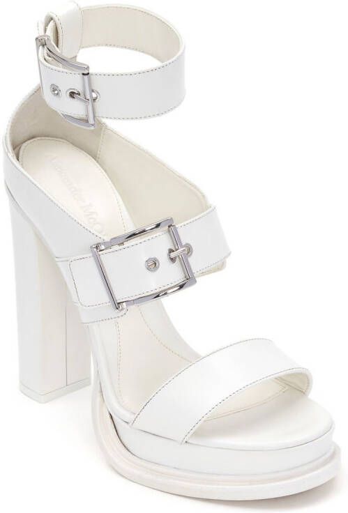 Alexander McQueen 120mm leather platform mules White