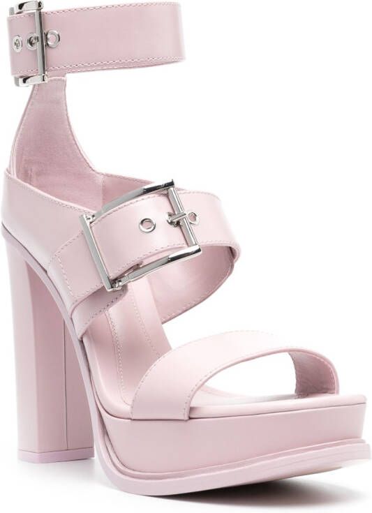 Alexander McQueen 120mm open-toe leather sandals Pink