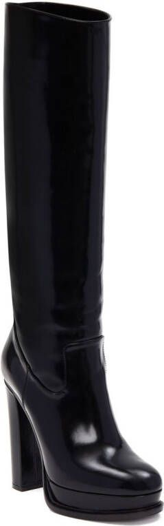 Alexander McQueen 120mm platform leather knee boots Black
