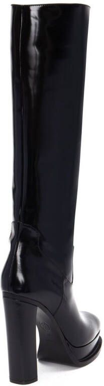 Alexander McQueen 120mm platform leather knee boots Black