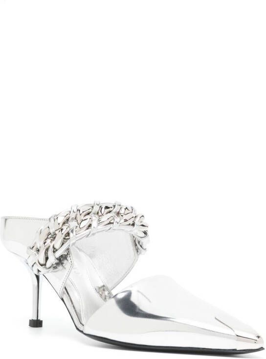 Alexander McQueen 70mm leather chain-link mules Silver