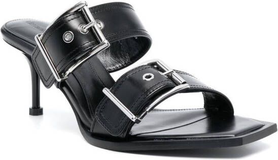 Alexander McQueen 75mm leather buckled mules Black