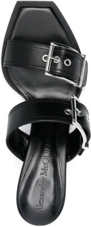Alexander McQueen 75mm leather buckled mules Black