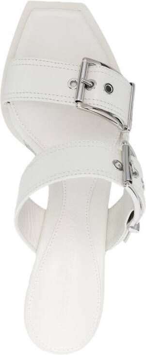 Alexander McQueen 75mm leather buckled mules White