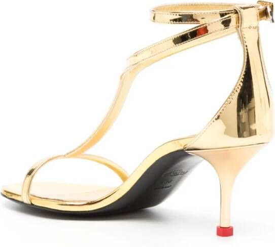 Alexander McQueen 90mm T-bar leather sandals Gold