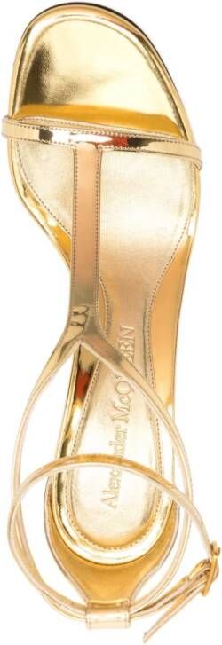 Alexander McQueen 90mm T-bar leather sandals Gold
