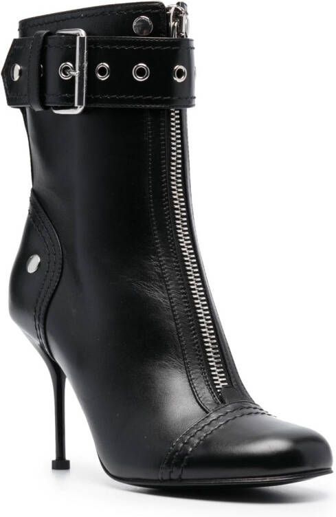 Alexander McQueen buckle-detail 90mm leather boots Black