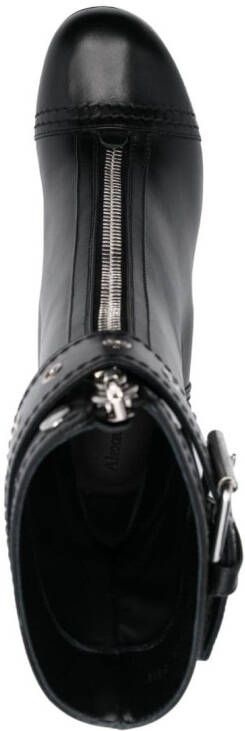 Alexander McQueen buckle-detail 90mm leather boots Black