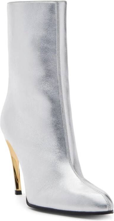 Alexander McQueen Armadillo 95mm leather ankle boots Silver