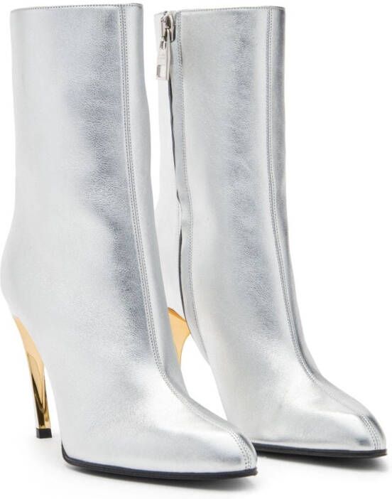 Alexander McQueen Armadillo 95mm leather ankle boots Silver