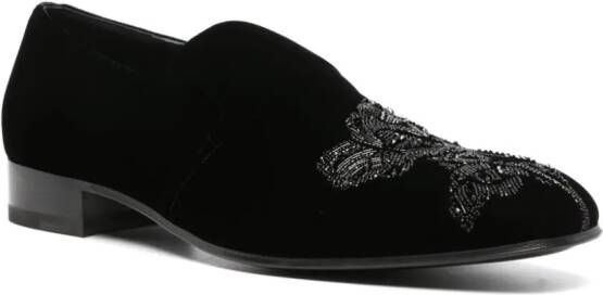 Alexander McQueen beaded velvet loafers Black