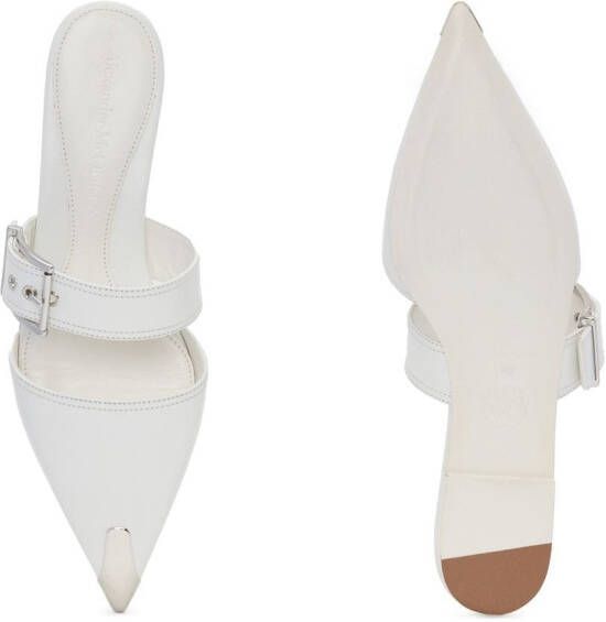 Alexander McQueen buckled leather mules White