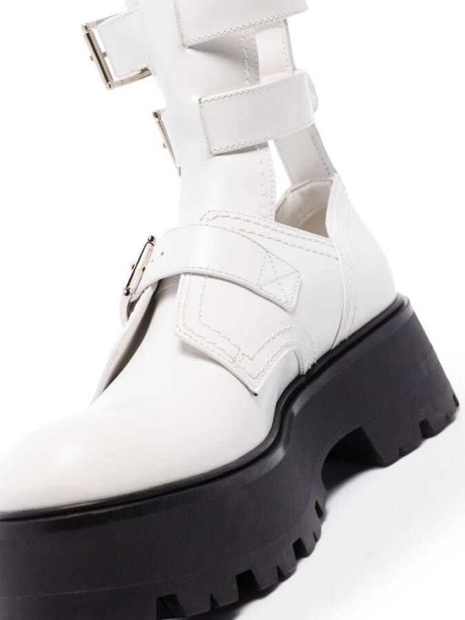 Alexander McQueen buckle-fastened caged boots White
