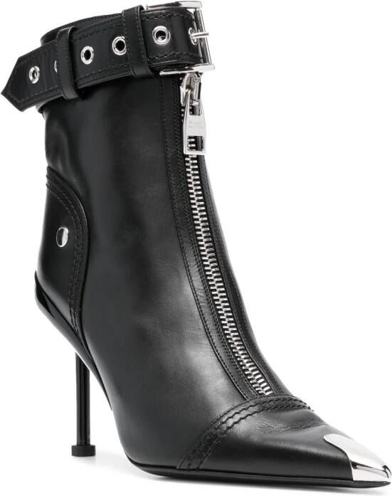 Alexander McQueen buckle-fastening leather ankle boots Black