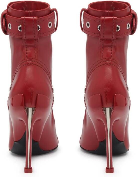 Alexander McQueen buckle-fastening leather ankle boots Red