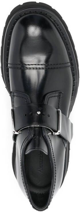 Alexander McQueen buckle-fastening leather monk shoes Black