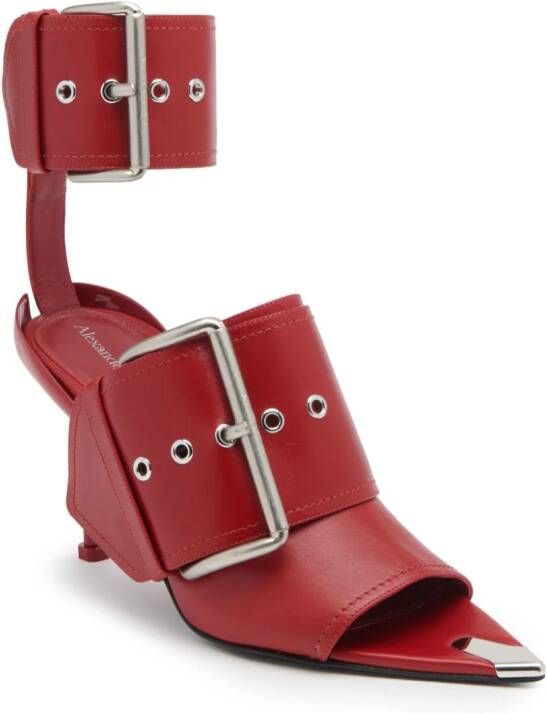 Alexander McQueen buckle-strap leather sandals Red