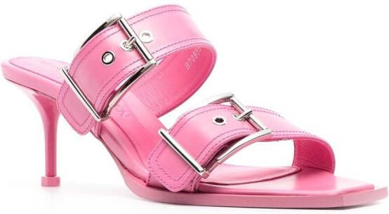 Alexander McQueen buckled 72mm leather sandals Pink