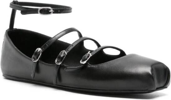 Alexander McQueen buckled-straps leather ballerina shoes Black