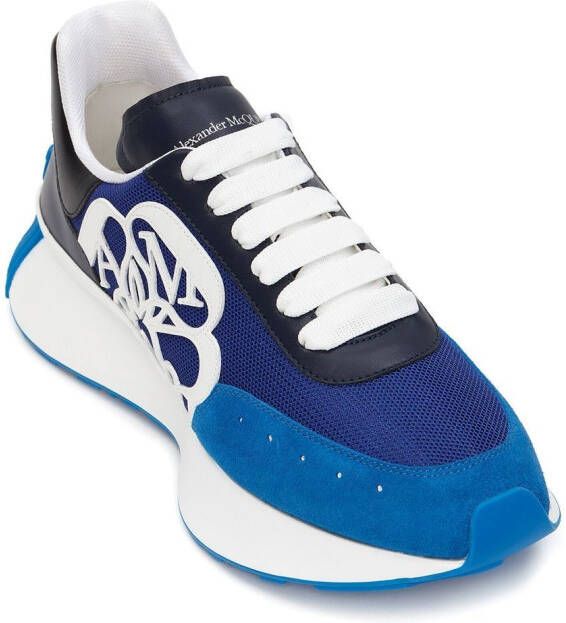 Alexander McQueen colour-block lace-up sneakers Blue